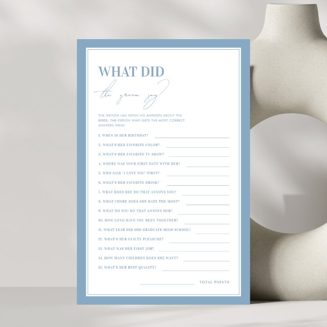 Something Blue What did the Groom Say Game (Creator Uploaded)