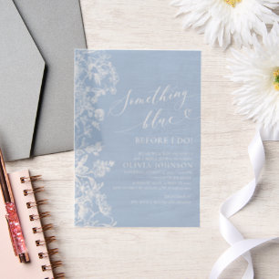 Something Blue White Wildflower Bridal Shower Vellum Invitations