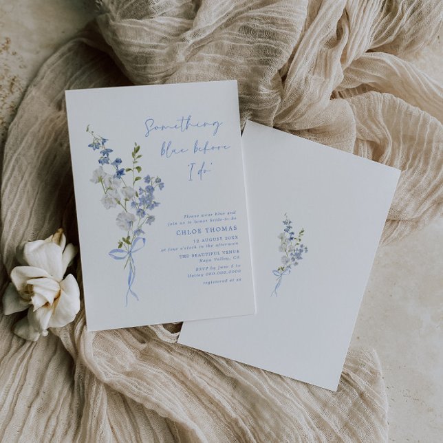 Something Blue Wildflower Bouquet Bridal Shower Invitation (Creator Uploaded)