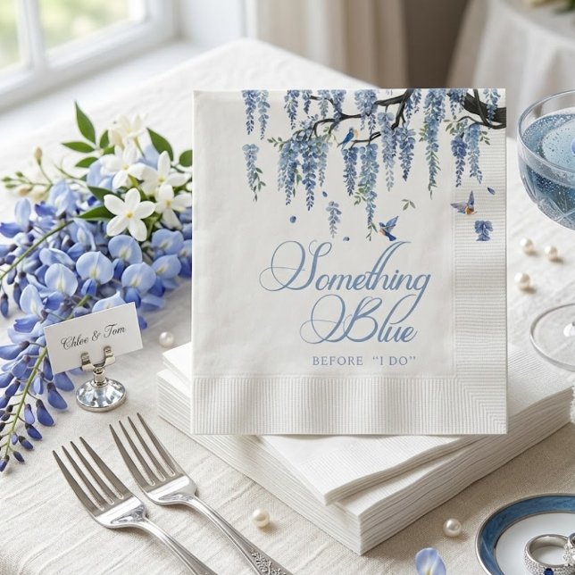 Something Blue Wildflower Bouquet Bridal Shower  Napkin (Creator Uploaded)