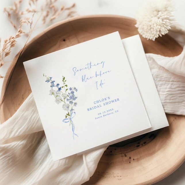 Something Blue Wildflower Bouquet Bridal Shower Napkin (Creator Uploaded)