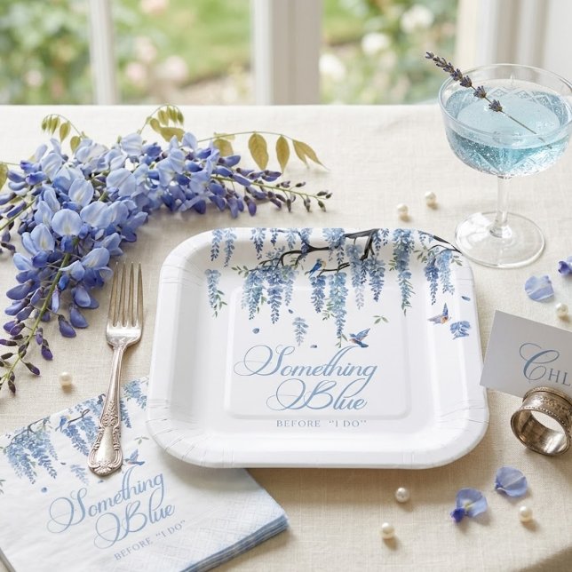 Something Blue Wildflower Bouquet Bridal Shower  Paper Plate (Creator Uploaded)