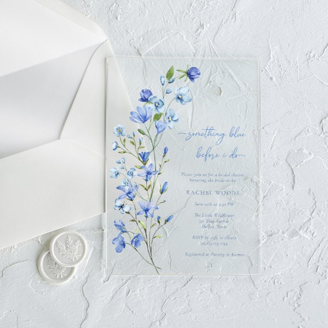 Something Blue Wildflower Bridal Shower Acrylic Invitations (Creator Uploaded)