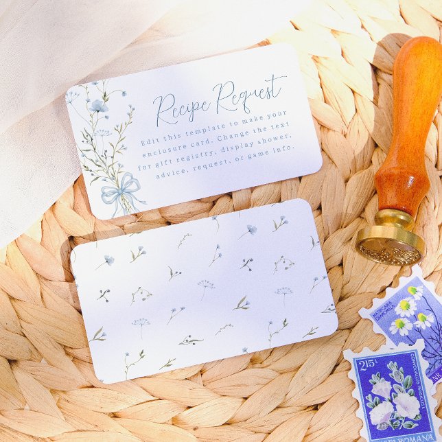 Something Blue Wildflower Bridal Shower Enclosure Card (Card Front & Back Mock-up)
