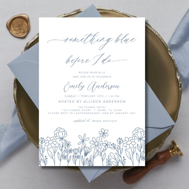 Something Blue Wildflower Bridal Shower Invitation (Creator Uploaded)