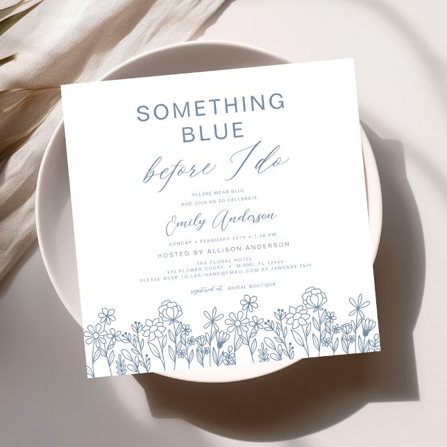 Something Blue Wildflower Bridal Shower Invitation (Creator Uploaded)