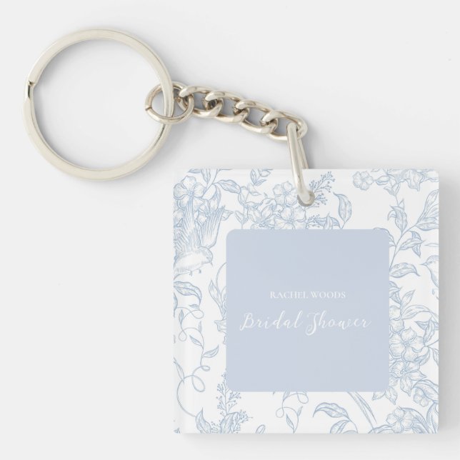 Something Blue Wildflower Bridal Shower Invitation Key Ring (Front)