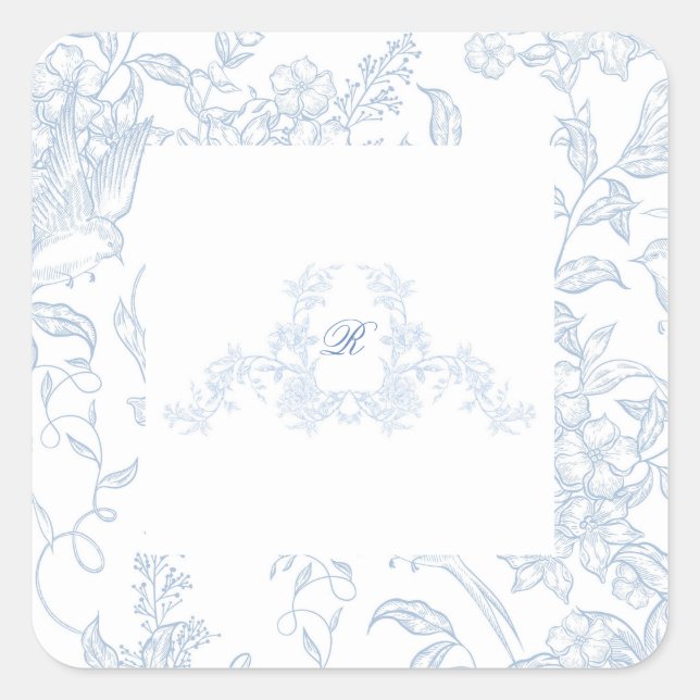 Something Blue Wildflower Bridal Shower Invitation Square Sticker (Front)