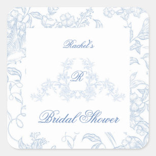 Something Blue Wildflower Bridal Shower Invitation Square Sticker