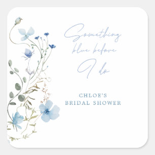 Something Blue Wildflower Bridal Shower Square Sticker