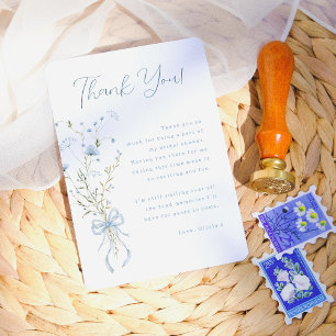 Something Blue Wildflower Bridal Shower Thank You Card