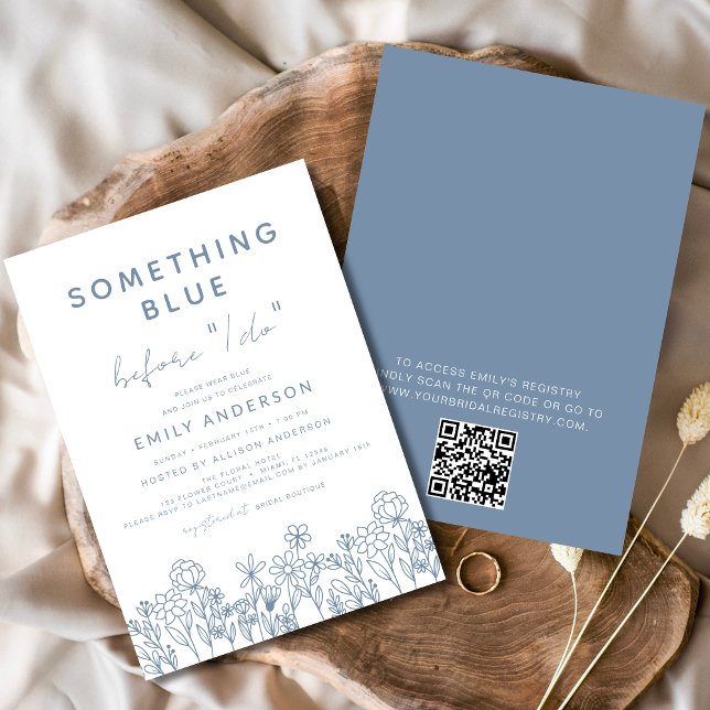 Something Blue Wildflower QR Code Bridal Shower Invitation (Creator Uploaded)