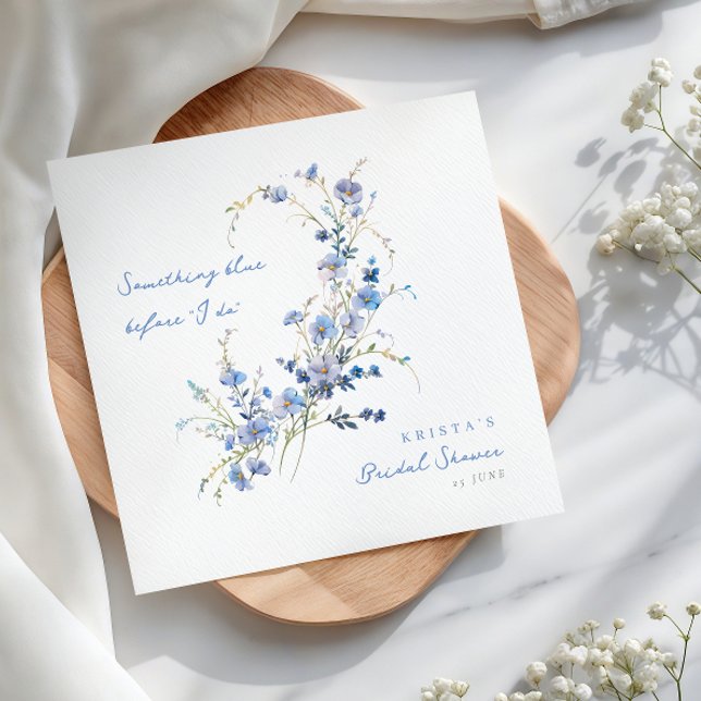 Something Blue Wildflowers Bridal Shower Napkin (Creator Uploaded)