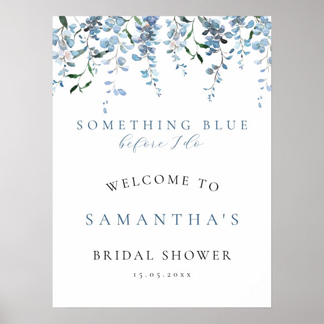 Something Blue Wisteria Bridal Shower Welcome Sign (Front)