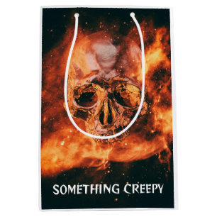 Something Creepy. Flaming skull in space Medium Gift Bag