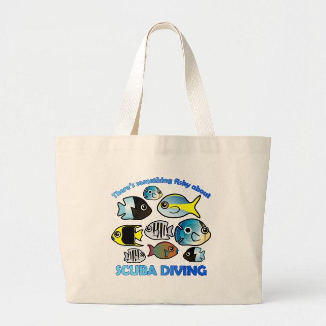 Something Fishy About Scuba Large Tote Bag (Front)