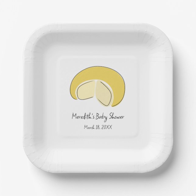 Something Gouda On Way Cheese Wheel Baby Shower Paper Plate (Front)