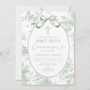 Something Green Vintage Toile First Holy Communion Invitation
