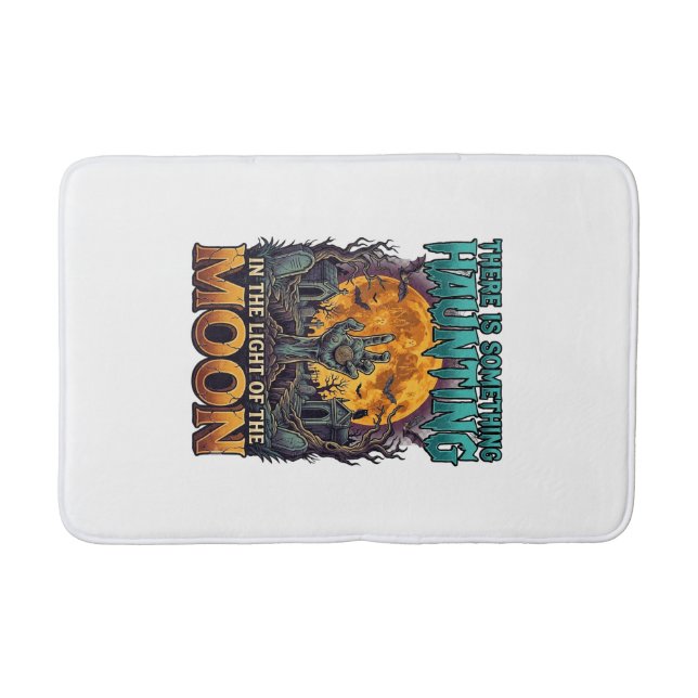 Something Haunting Moon Halloween Zombie Hand Grav Bath Mat (Front)