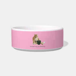 Something Is Brewing Light Pink Ceramic Pet Bowl