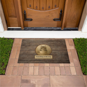 Something Is Brewing Maine Coon Kitten Door Mat
