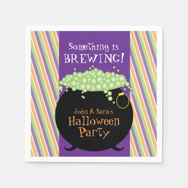 Something is Brewing, Personalised Halloween Party Napkin (Front)