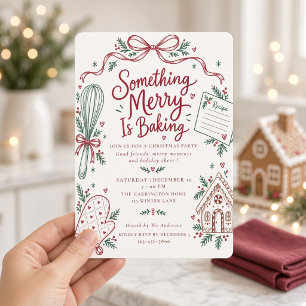 Something Merry Is Baking Christmas Baking Party Invitation