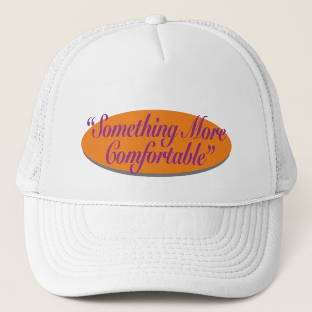 Something More Comfortable Orange BG Trucker Hat (Front)