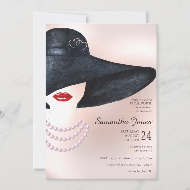 Something Old Elegant Pearl Necklace Bridal Shower Invitation (Front)