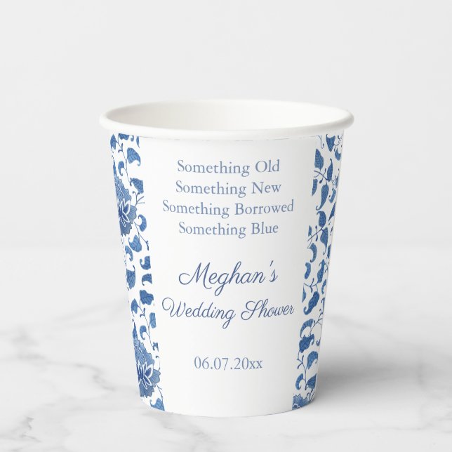 Something Old New Borrowed Blue Bridal Shower  Paper Cups (Back)