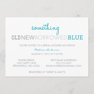 Something Old, New, Borrowed, Blue Invitation