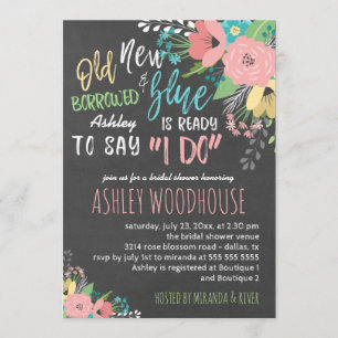Something Old & New I Do Chalkboard Bridal Shower Invitation