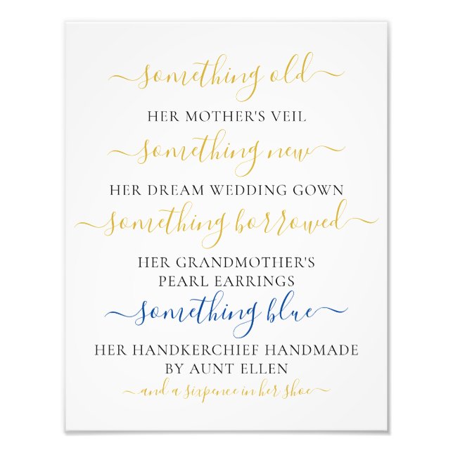 Something Old Something New Sign for Bridal Shower (Front)