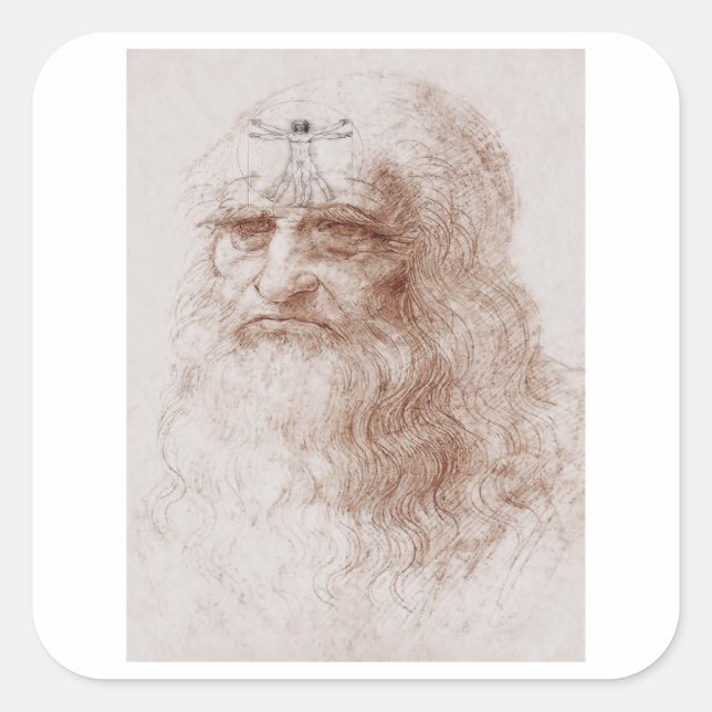 Something on my mind, Leonardo da Vinci's portrait Square Sticker (Front)