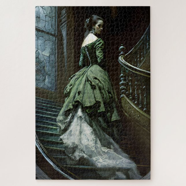 Something on the Stairs Spooky Jigsaw Puzzle (Vertical)