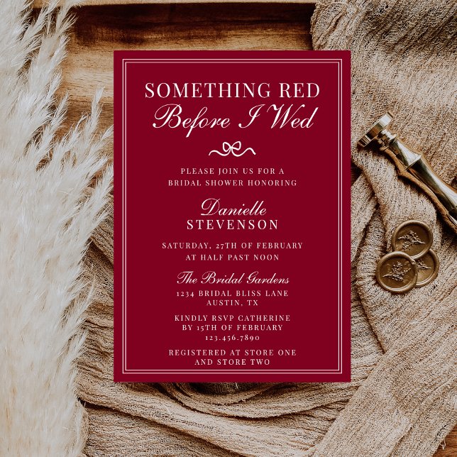 Something Red Before I Wed Valentine Bridal Shower Invitation (Creator Uploaded)