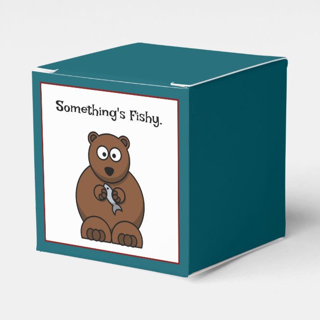 Something’s Fishy Funny Brown Bear Cartoon Favour Box (Front Side)