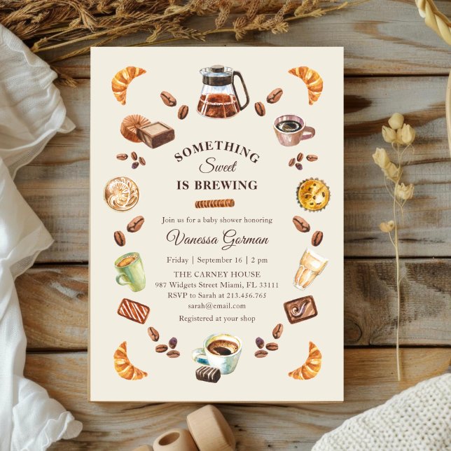 Something Sweet is Brewing | Coffee Baby Shower Invitation (Creator Uploaded)