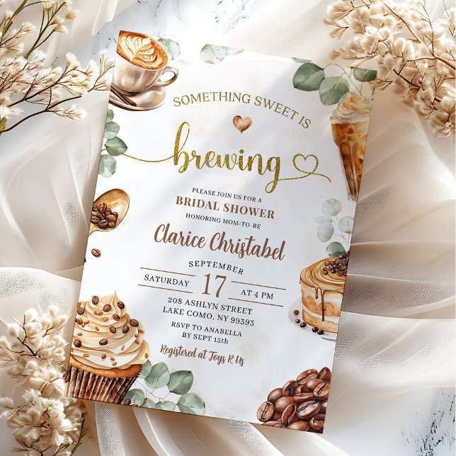 Something Sweet Is Brewing Coffee Bridal Shower Invitation (Creator Uploaded)