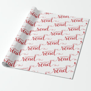 Something to Read Red and White Wrapping Paper