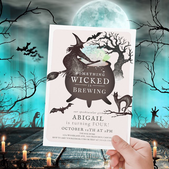 Something Wicked Brewing Halloween Pink Birthday Invitation (Creator Uploaded)