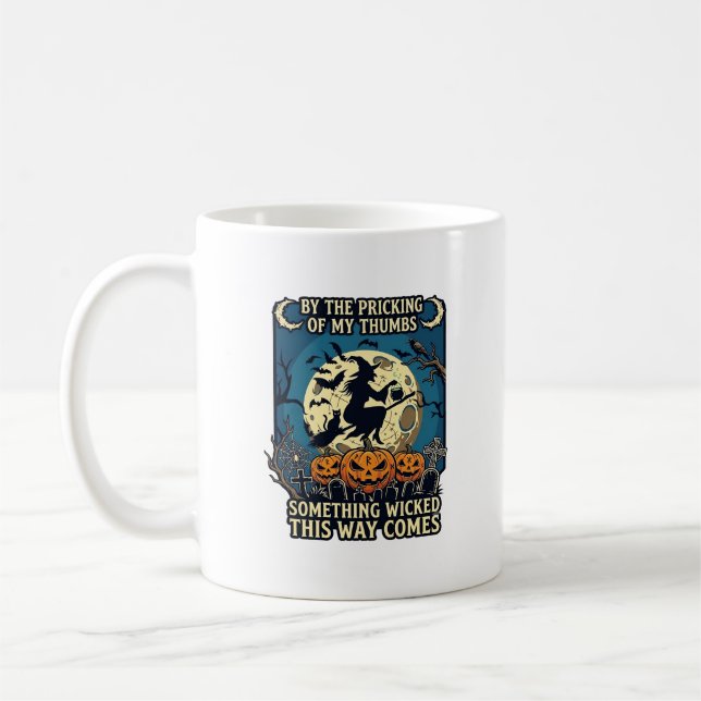 Something Wicked Way Comes Witch Halloween Pumpkin Coffee Mug (Left)