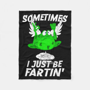 Sometimes I Just Be Farting Funny Vintage Frog  Fleece Blanket