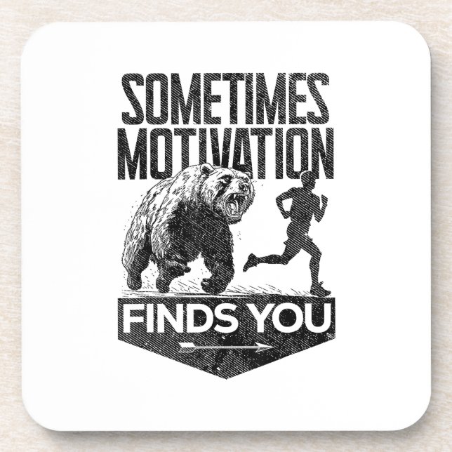 Sometimes Motivation Finds You Funny Running Motiv Coaster (Front)