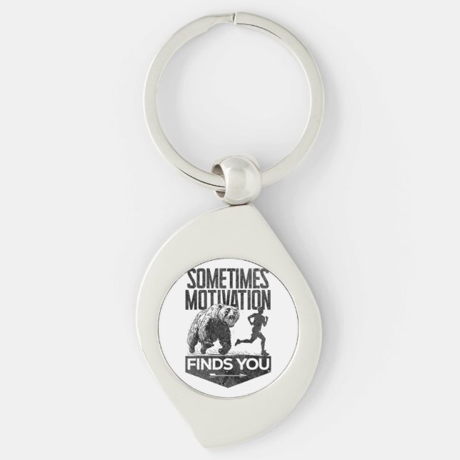 Sometimes Motivation Finds You Funny Running Motiv Key Ring (Front)