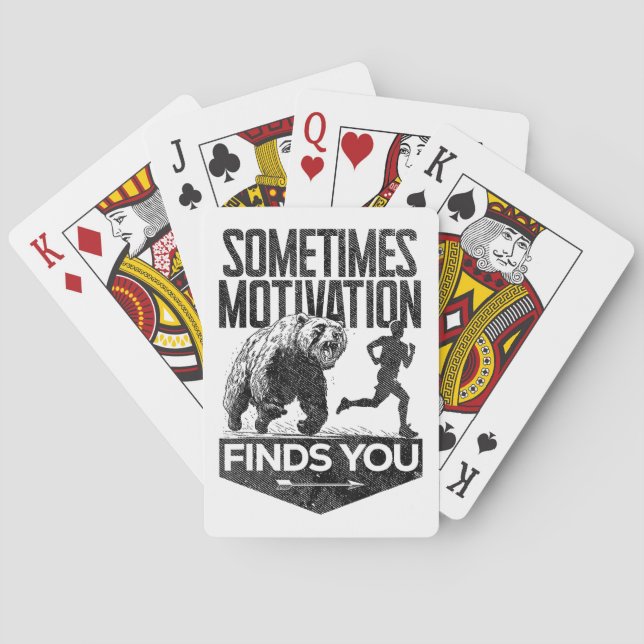 Sometimes Motivation Finds You Funny Running Motiv Playing Cards (Back)