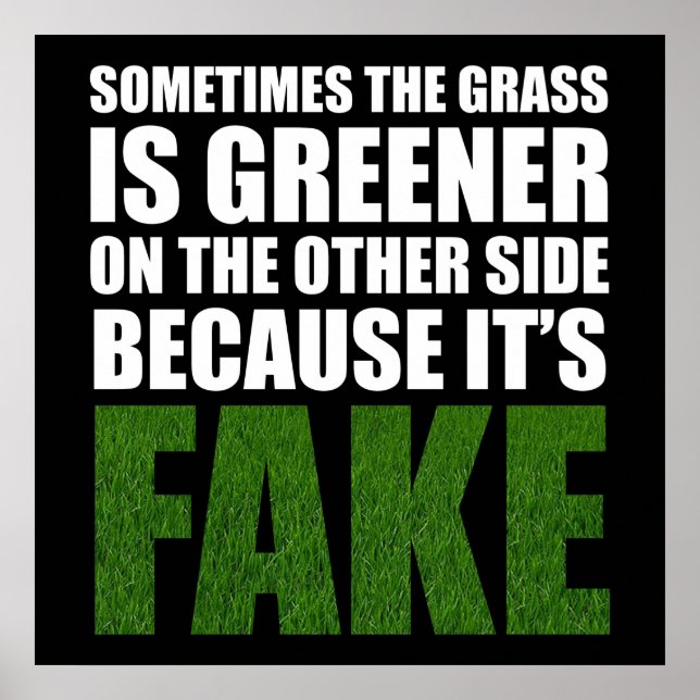 Sometimes The Grass Is Greener Because It's Fake Poster (Front)