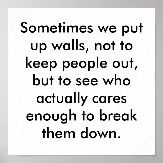 Sometimes we put up walls, not to keep people o... poster (Front)
