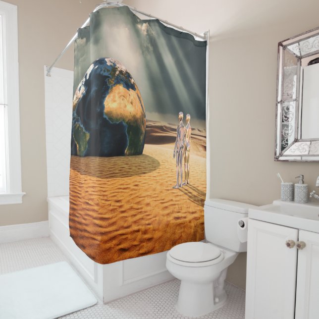 Somewhere Else – Facing the World Shower Curtain (In Situ)