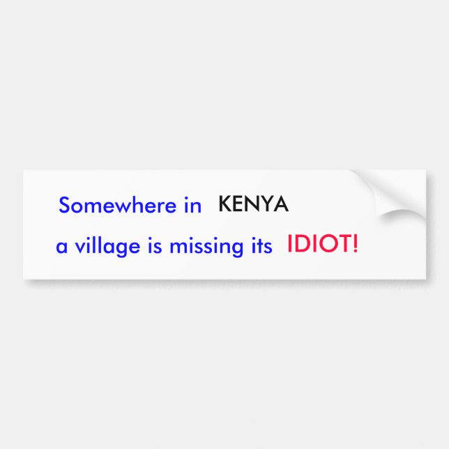 Somewhere in , KENYA, a village is missing its,... Bumper Sticker (Front)